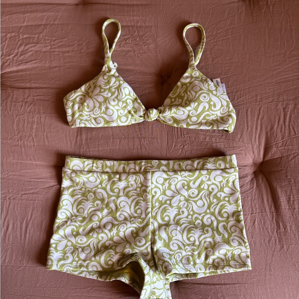 Green & White Patterned Bikini Set - Women Intimates & Sleepwear